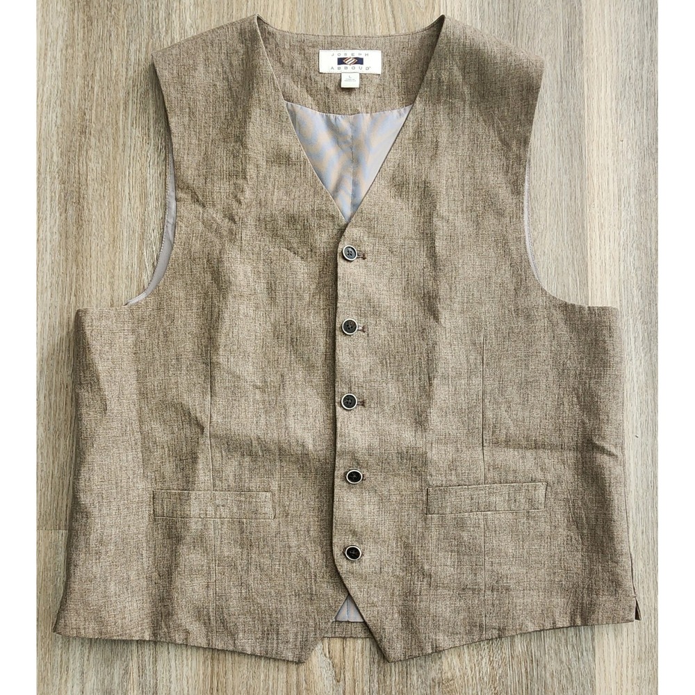 Joseph Abboud Men's Beige 100% Linen Suit Vest Size Large